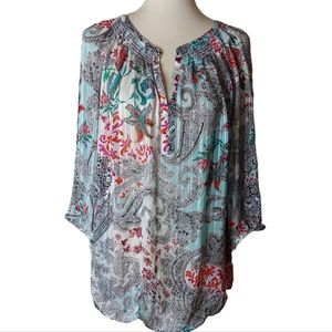 DANIELE RAINN 1X SHEER FLORAL TOP